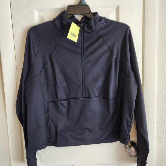 All In Motion Womens Jacket 1/2 Zip Pullover Long Sleeve Top 2X Black NWT - Picture 1 of 11